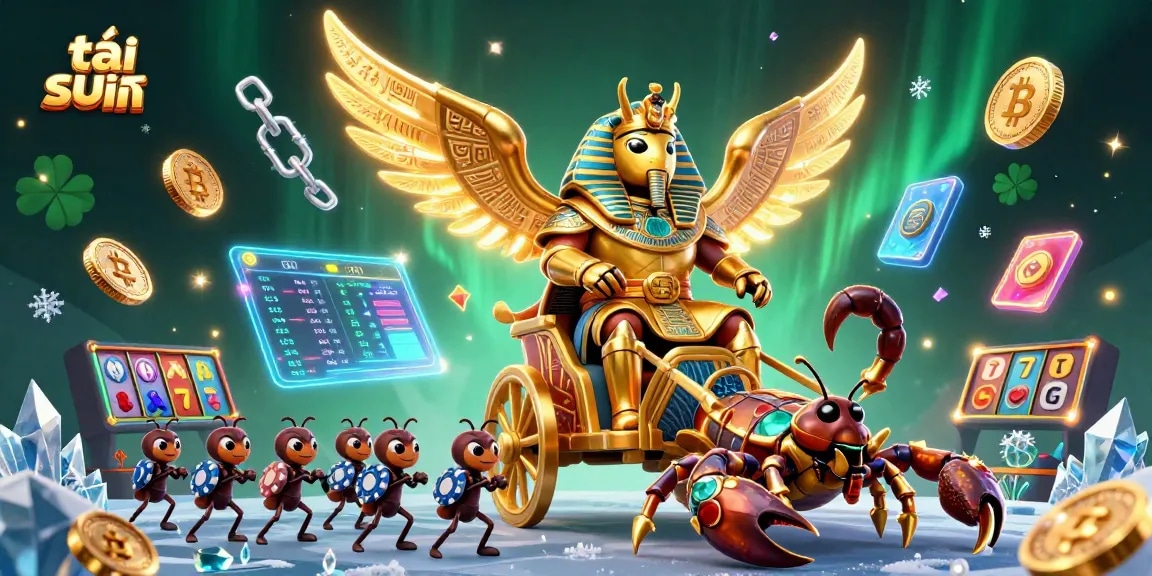Engage with the sehr vibrant action of tải sun win featuring a 3D golden scarab, crypto elements, and lively slot machines.
