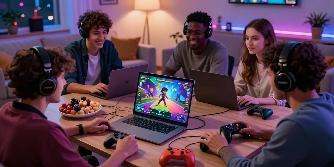 Engaging scene of players enjoying html porn games in a cozy gaming setup.