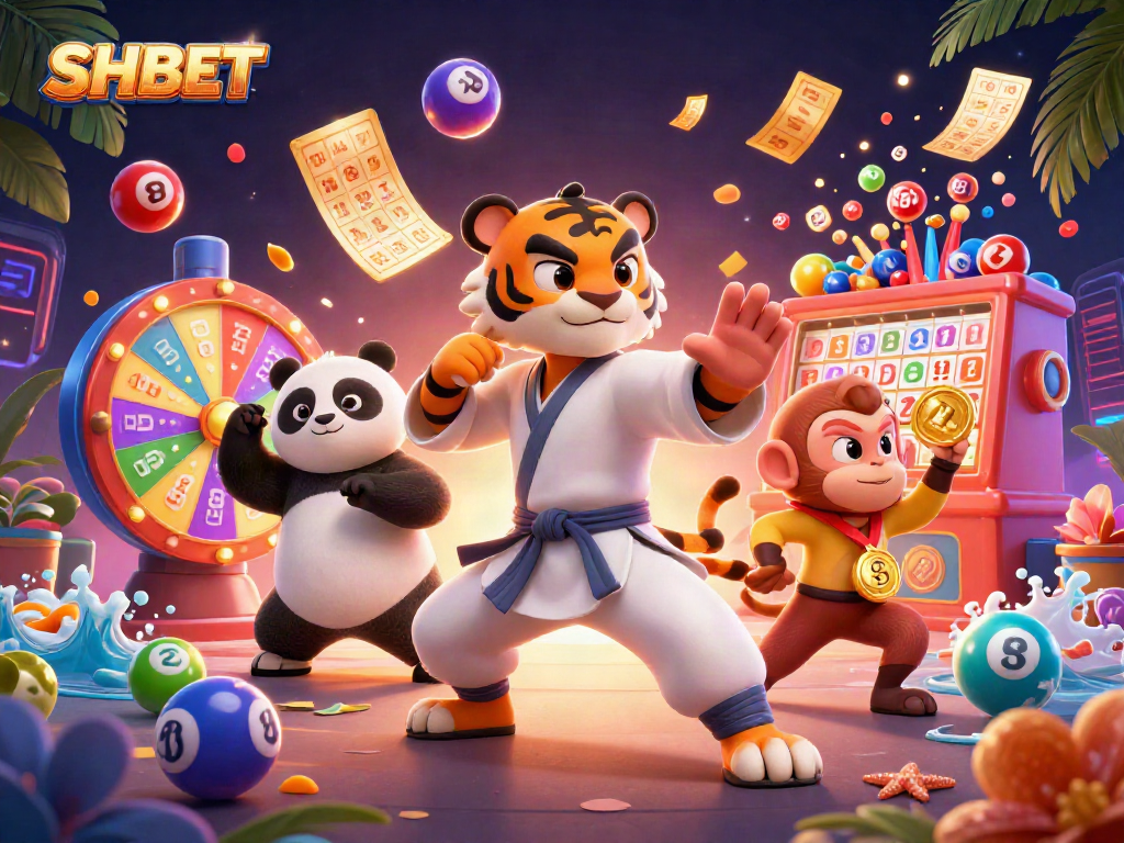 SHBET showcases fun and immersive lottery gaming with dynamic elements and vibrant characters.