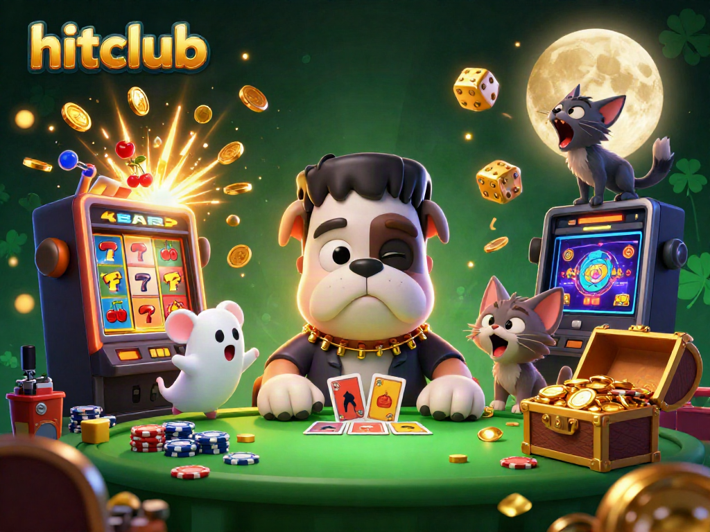 hitclub showcases the fun of gaming with a vibrant, engaging casino scene filled with colorful characters and dynamic elements.
