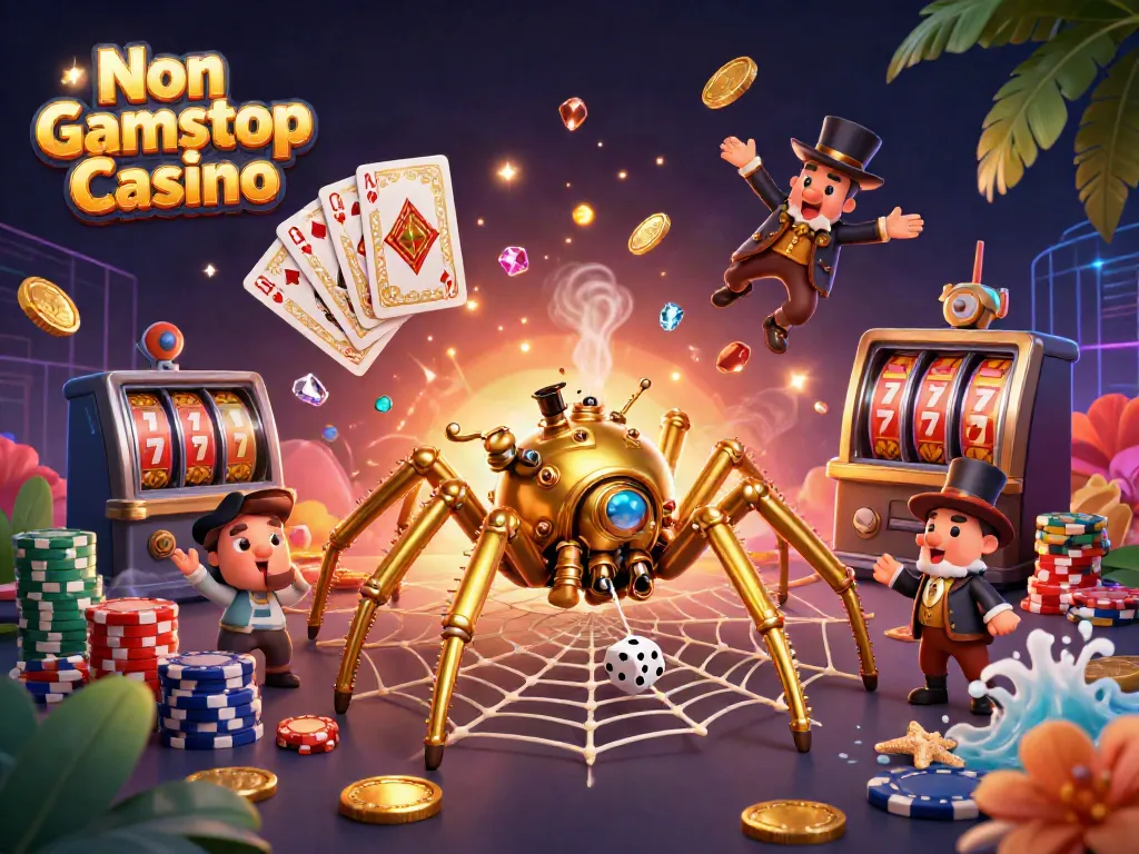 Engage in vibrant gaming action at Non Gamstop Casino with dynamic characters and rich casino elements.