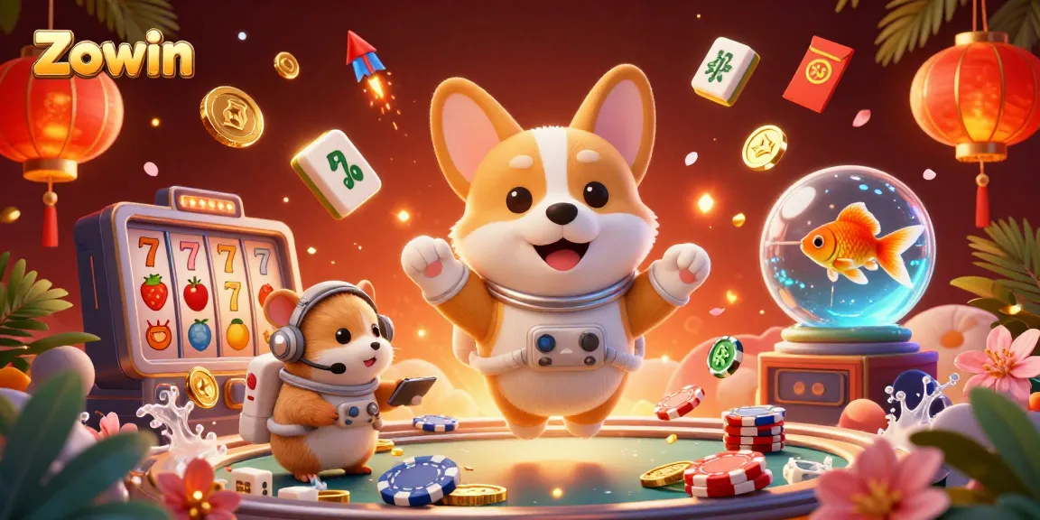 Zowin offers unique gameplay experiences with an astronaut corgi amidst casino excitement and floating treasures.