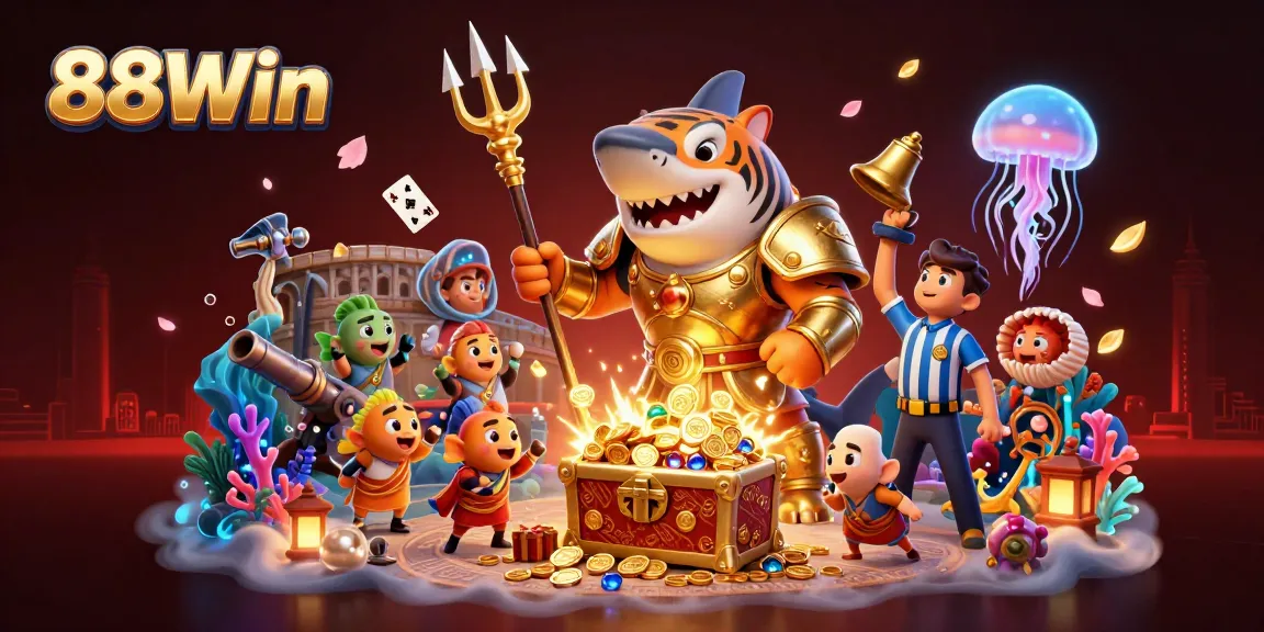 Engage with thrilling gaming excitement at 88Win featuring vibrant underwater casino action.