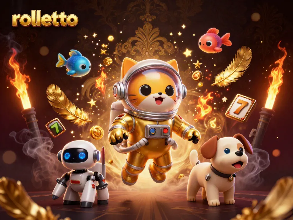 Experience the thrill of rolletto slots with a vibrant 3D illustration featuring a cat astronaut!