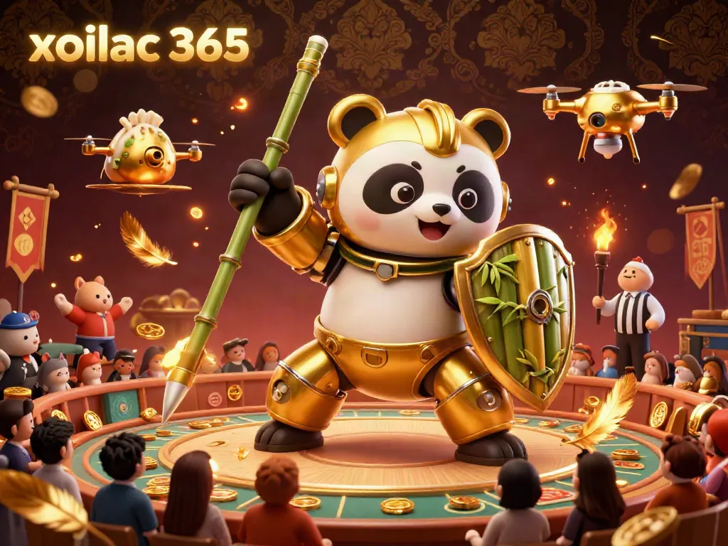 Experience the excitement of xoilac 365's immersive gaming ambiance with vibrant animated elements.