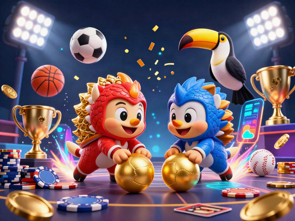 Experience the excitement of lu88 with rival pangolins bowling through poker chips, highlighting dynamic sports elements.