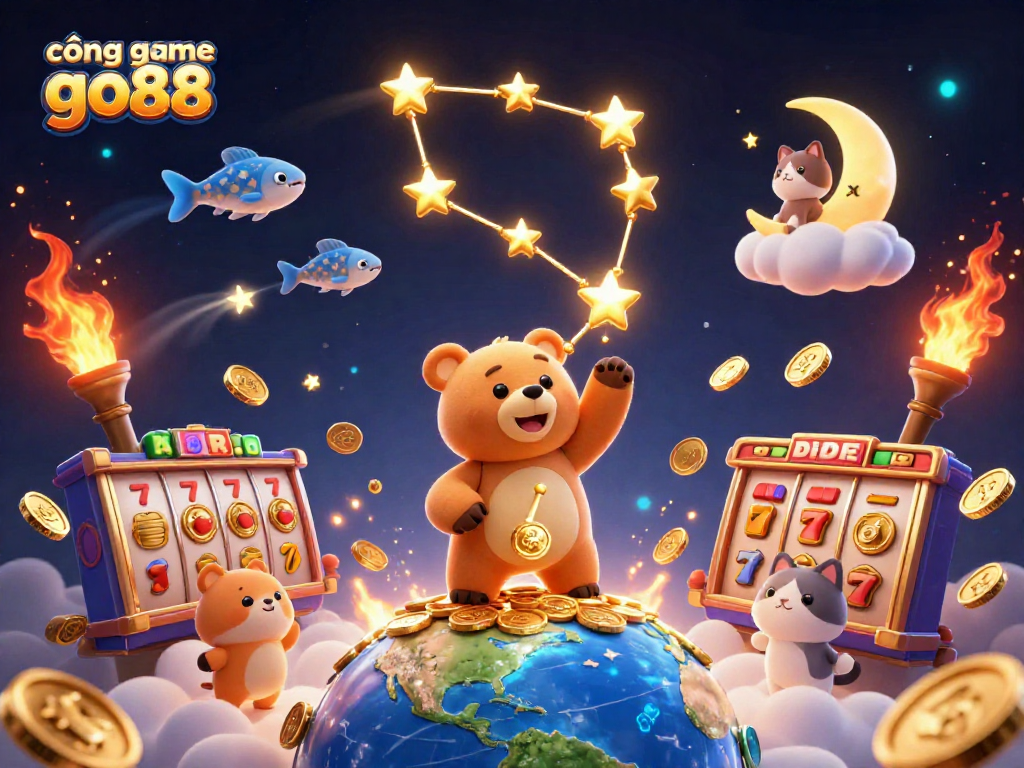 Experience thrilling gameplay with cổng game go88 featuring a dazzling constellation bear and slot elements.