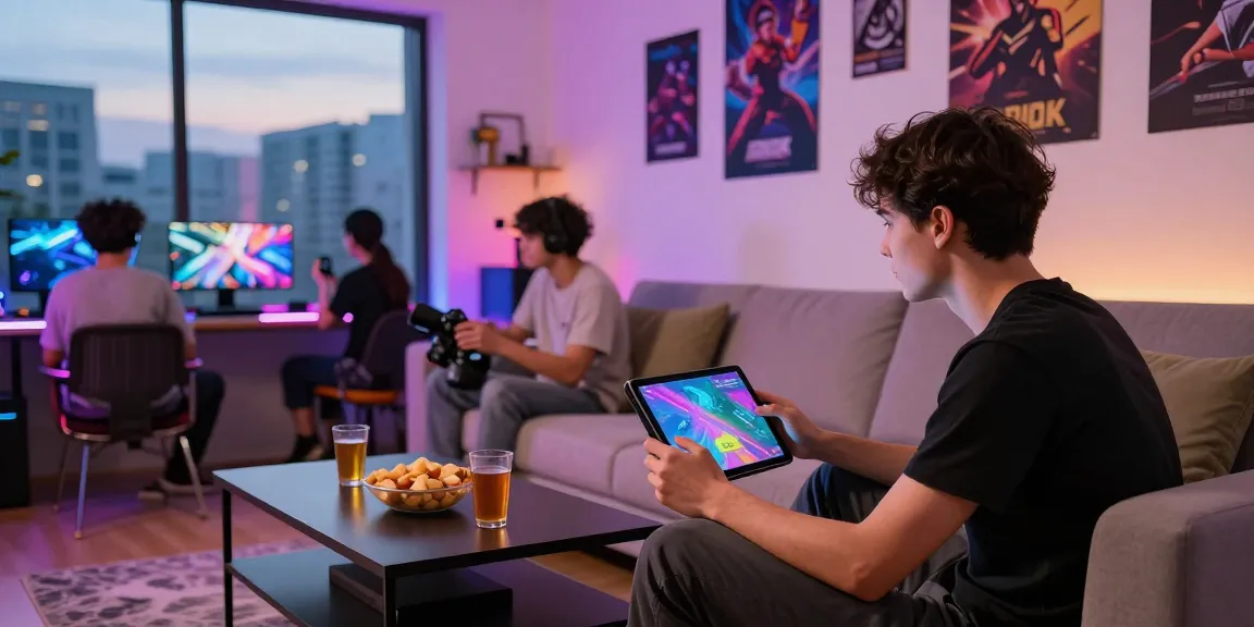 Engaging online gaming experience with gem88 on tablet in a stylish living room.