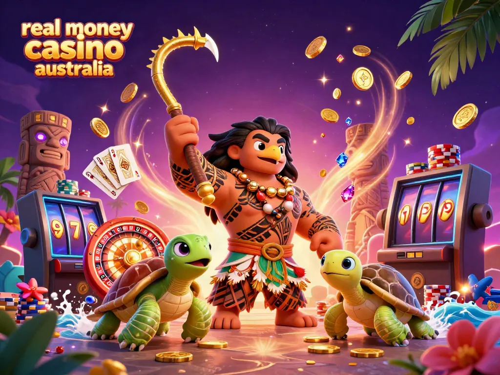 Experience the thrill of real money casino Australia with vibrant characters and gaming elements.