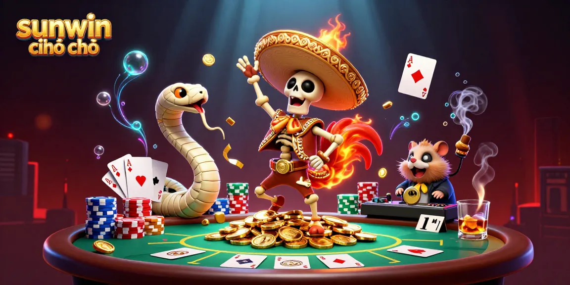 Experience the excitement of sunwin chính chủ with vibrant characters celebrating wins in a casino-themed scene.