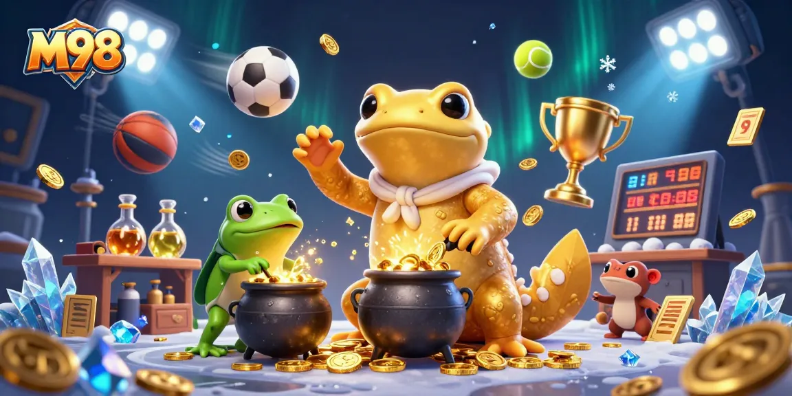 M98 offers thrilling sports betting with dynamic scenes of games and excitement.